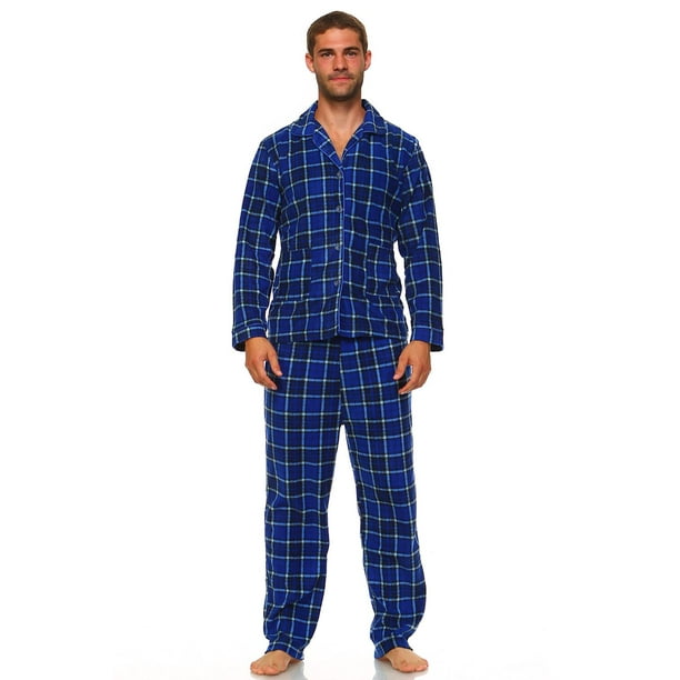 desolateness Men Home Wear Flannel 2 Piece Set Long-Sleeve Winter Nightwear Pajama Set 